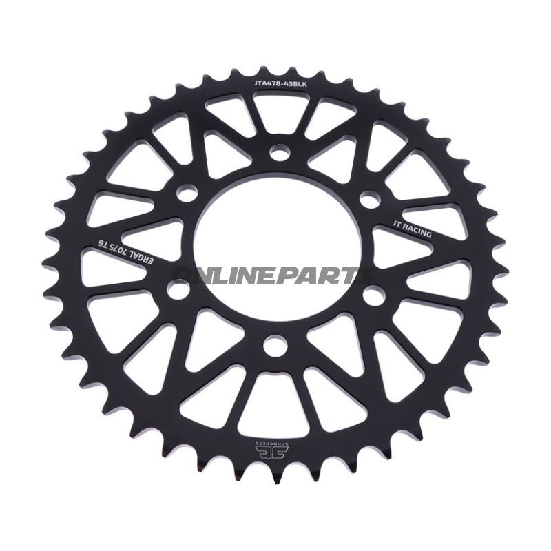 Rear Sprocket Aluminium 43 Tooth Pitch 520 Blackjt Inner Diameter 080 Bolt Spacing 104