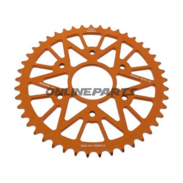 Rear Sprocket Aluminium 45 Tooth Pitch 520 Orangeinner Diameter 063 Bolt Spacing 110