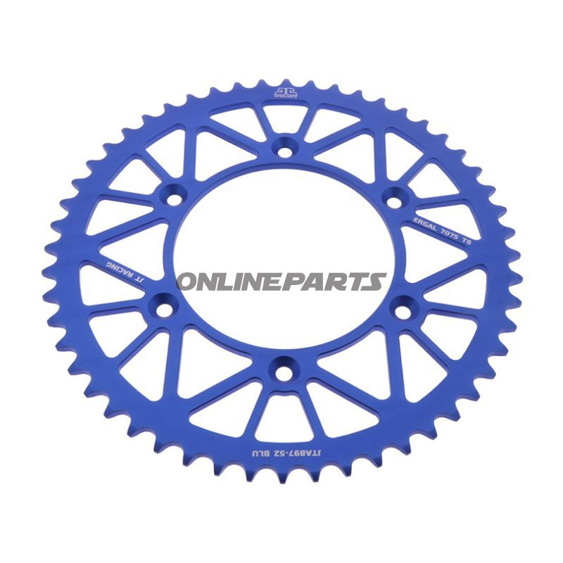 Rear Sprocket Aluminium 52 Tooth Pitch 520 Bluejt Inner Diameter 125 Bolt Spacing 150