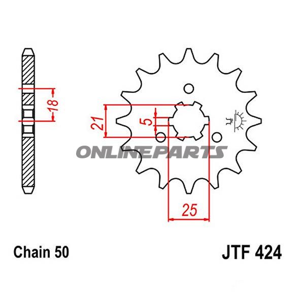 Fortandhjul 17 T, Størrelse 530Large Spline 5 Mm 21/25
