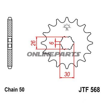 Fortandhjul 17 T, Størrelse 530Large Spline 6 Inner Diameter 26/30
