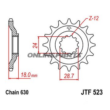 Fortandhjul 15 T, Størrelse 630Narrow Spline Inner Diameter 24/28.5