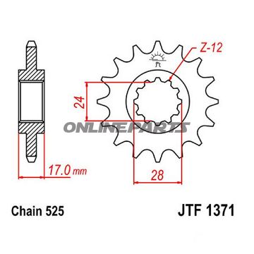 Fortandhjul 15 T, Størrelse 525Narrow Spline 24/28