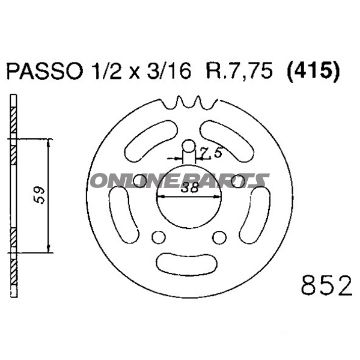 Bagtandhjul 45 T, Størrelse 415Inner Diameter 38 Bolt Spacing 59