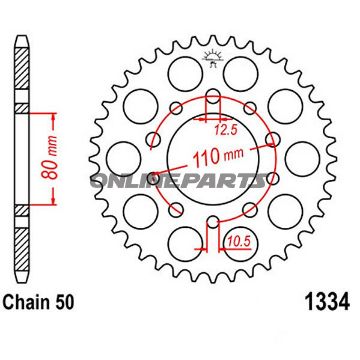 Bagtandhjul 36 T, Størrelse 530Inner Diameter 80 Bolt Spacing 110