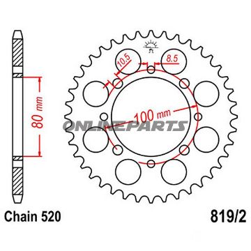 Bagtandhjul 41 T, Størrelse 520Inner Diameter 80 Bolt Spacing 100