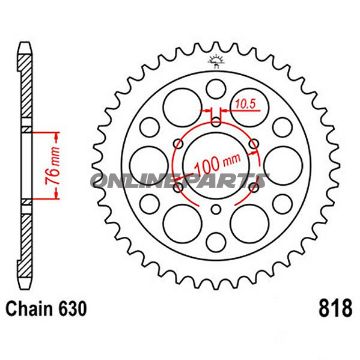 Bagtandhjul 41 T, Størrelse 630Inner Diameter 76 Bolt Spacing 100