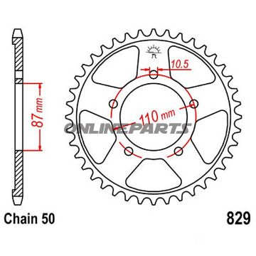 Bagtandhjul 46 T, Størrelse 530Inner Diameter 87 Bolt Spacing 110