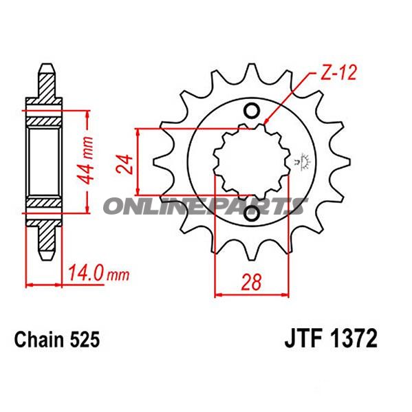 Fortandhjul 17 T, Størrelse 525Narrow Spline 24/28