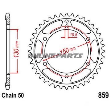 Bagtandhjul 38 T, Størrelse 530Inner Diameter 130 Bolt Spacing 150