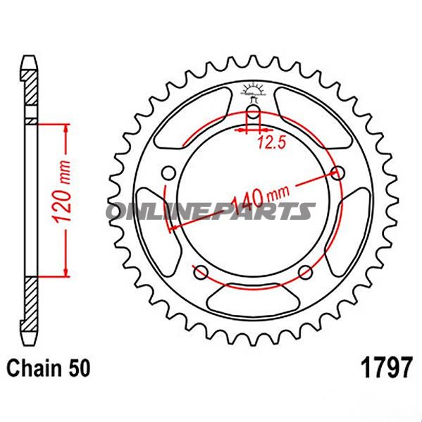 Rear Sprocket 41 Tooth Pitch 530Inner Diameter 120 Bolt Spacing 140