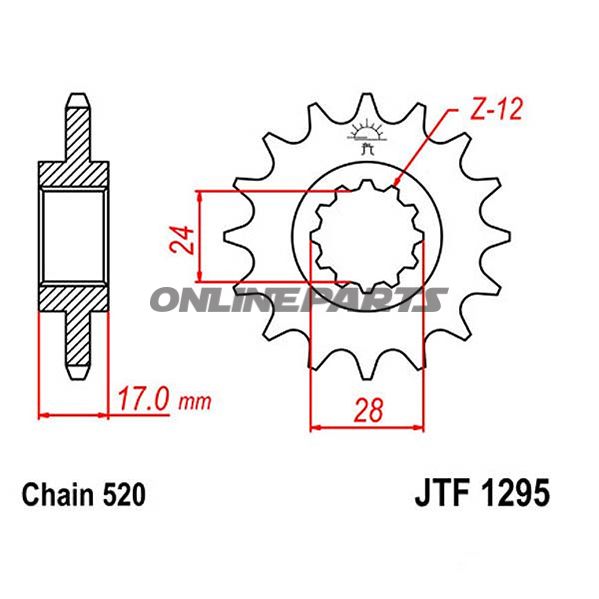 Front Sprocket 15Tooth Pitch 520Narrow Spline 24/28