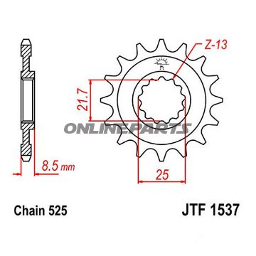 Front Sprocket 16 Tooth 525Narrow Spline 21.6/25