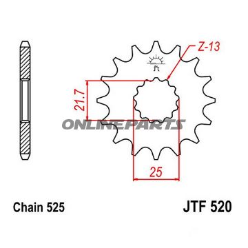 Front Sprocket 14Tooth Pitch 525Narrow Spline 21.6/25