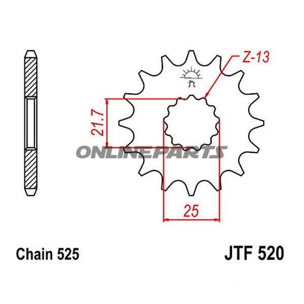 Front Sprocket 14Tooth Pitch 525Narrow Spline 21.6/25