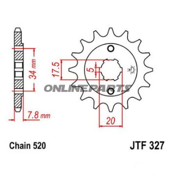 Front Sprocket 15Tooth Pitch 520Large Spline 5 Mm 17.5/20