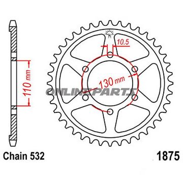 Rear Sprocket 48 Tooth Pitch 532Inner Diameter 110 Bolt Spacing 130