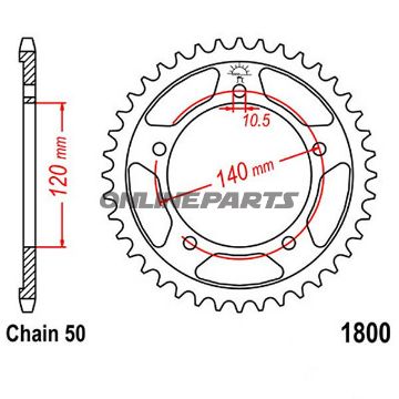 Rear Sprocket 40 Tooth Pitch 530Inner Diameter 120 Bolt Spacing 140