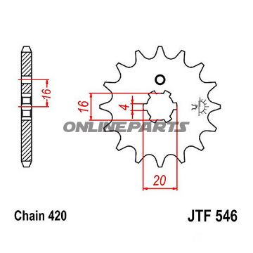 Front Sprocket 12Tooth Pitch 420Large Spline 4 Mm 16/20