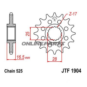 Front Sprocket 17 Tooth Pitch 525Narrow Spline 25/28