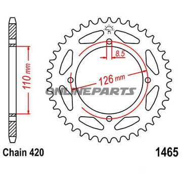 Rear Sprocket 47 Tooth Pitch 420Inner Diameter 110 Bolt Spacing 126