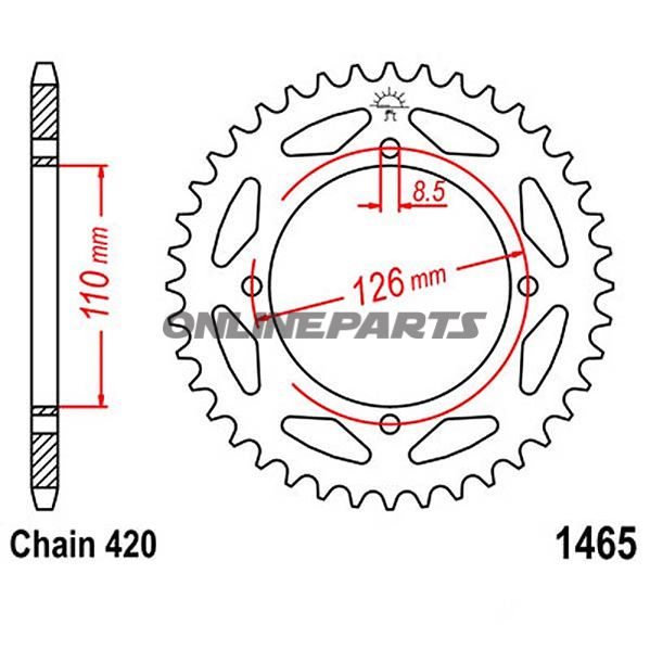 Rear Sprocket 47 Tooth Pitch 420Inner Diameter 110 Bolt Spacing 126