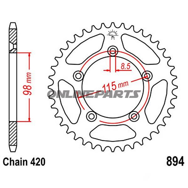 Rear Sprocket 48 Tooth Pitch 420Inner Diameter 98 Bolt Spacing 115