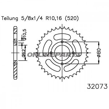 Rear Sprocket 53 Tooth Pitch 520Inner Diameter 062 Bolt Spacing 080