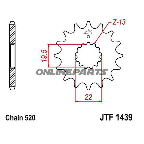 Front Sprocket 11Tooth Pitch 520Narrow Spline 19.5/22