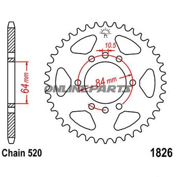 Rear Sprocket 39 Tooth Pitch 520Inner Diameter 64 Bolt Spacing 84