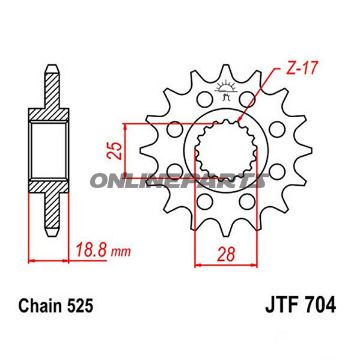 Front Sprocket Racing 15 Tooth Pitch 525Narrow Spline Inner Diameter 25/28