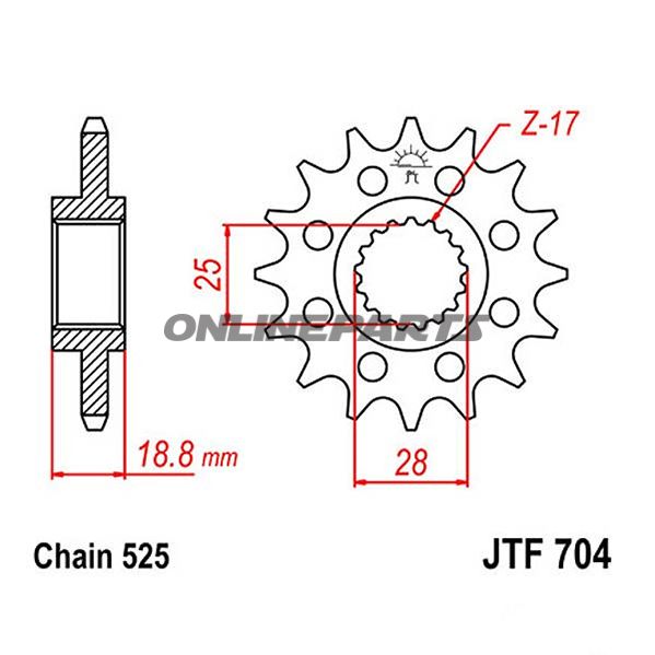 Front Sprocket Racing 15 Tooth Pitch 525Narrow Spline Inner Diameter 25/28