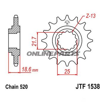 Front Sprocket 15Tooth Pitch 520Narrow Spline 22/25