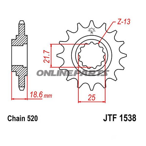 Front Sprocket 15Tooth Pitch 520Narrow Spline 22/25
