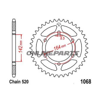 Rear Sprocket 46 Tooth Pitch 520Inner Diameter 142 Bolt Spacing 164
