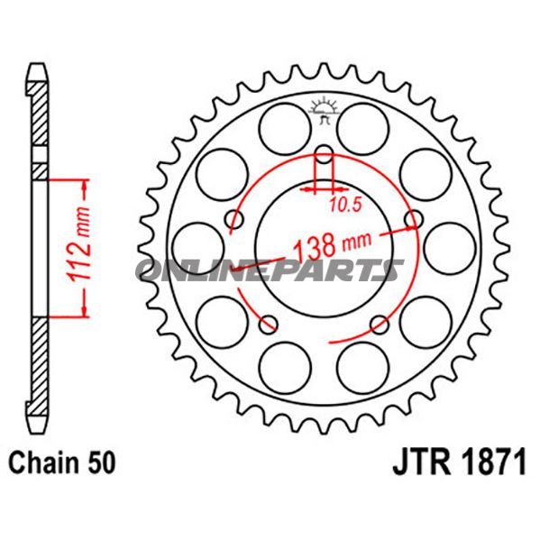 Rear Sprocket 48 Tooth Pitch 530Inner Diameter 112 Bolt Spacing 138