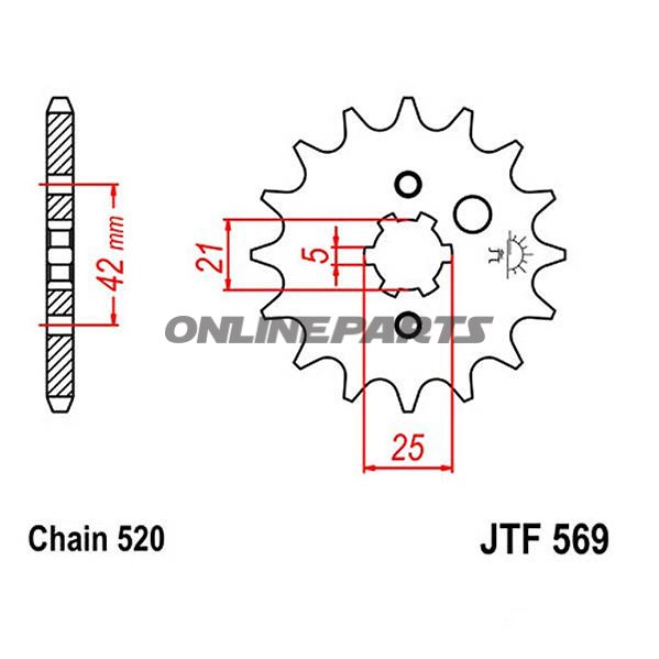 Front Sprocket 12Tooth Pitch 520Large Spline 5 Mm 21/25