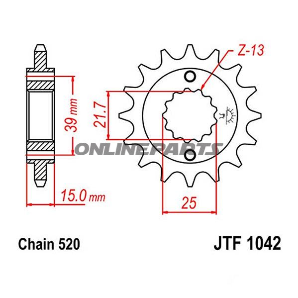 Front Sprocket 14Tooth Pitch 520Narrow Spline 21.4/25