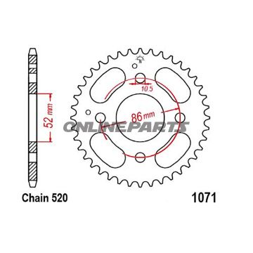 Rear Sprocket 30 Tooth Pitch 520Innendurchmesser 052 Lochkreis 086