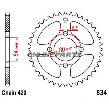 Rear Sprocket 35 Tooth Pitch 420Inner Diameter 64 Bolt Spacing 80