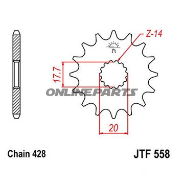 Front Sprocket 14Tooth Pitch 428Narrow Spline 17.7/20
