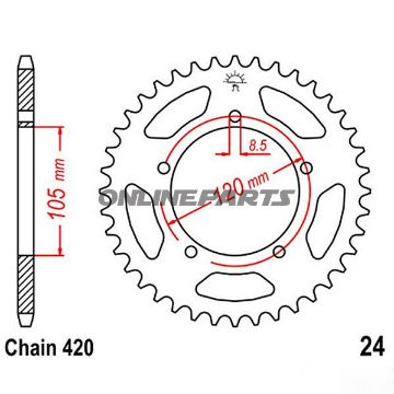 Rear Sprocket 51 Tooth Pitch 420Inner Diameter 105 Bolt Spacing 120
