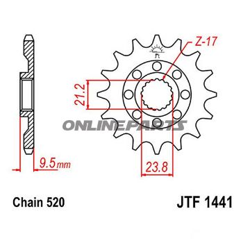 Front Sprocket 15Tooth Pitch 520Narrow Spline 21.2/23.8