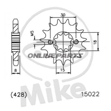 Front Sprocket 13Tooth Pitch 428Narrow Spline 15/18