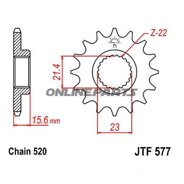 Front Sprocket 14Tooth Pitch 520Narrow Spline 21.3/23