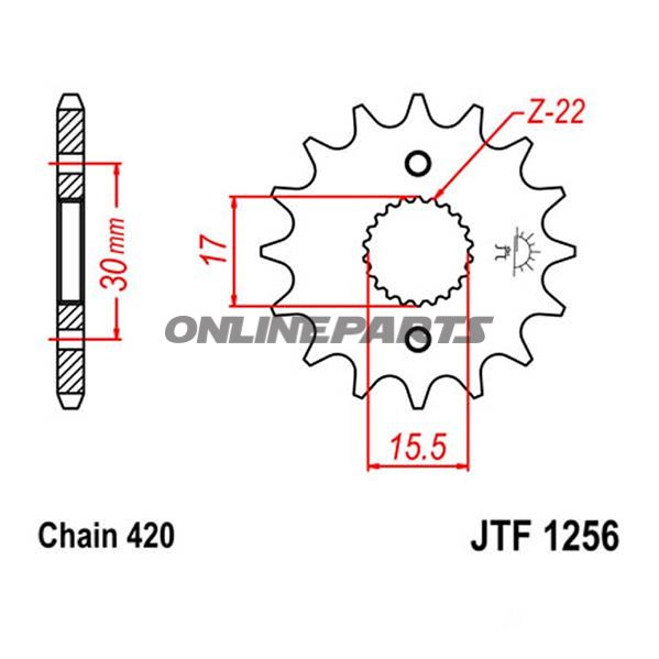 Front Sprocket 13 Tooth Pitch 420Narrow Spline Inner Diameter 15.5/17