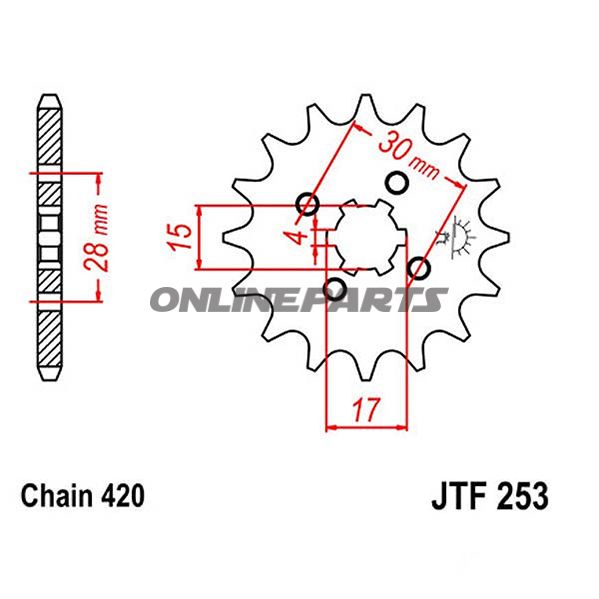 Front Sprocket 17Tooth Pitch 420Large Spline 4 Mm 15/17