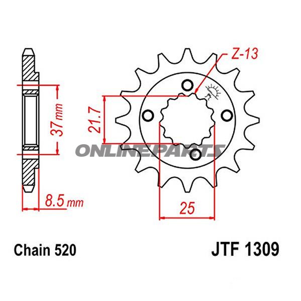 Front Sprocket 15 Tooth Pitch 520Narrow Spline Inner Diameter 21.6/25
