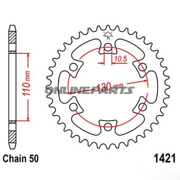 Rear Sprocket 40 Tooth Pitch 530Inner Diameter 110 Bolt Spacing 131