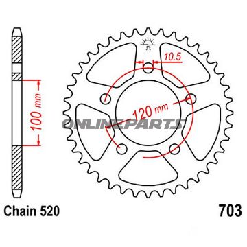 Rear Sprocket 40 Tooth Pitch 520Inner Diameter 100 Bolt Spacing 120